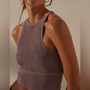 Re_Styld Knit Racer Back Ribbed Crop Top Mauve Size 4